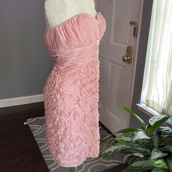 JS Boutique Pink Strapless Pleat and Textured Dress - Picture 4 of 8